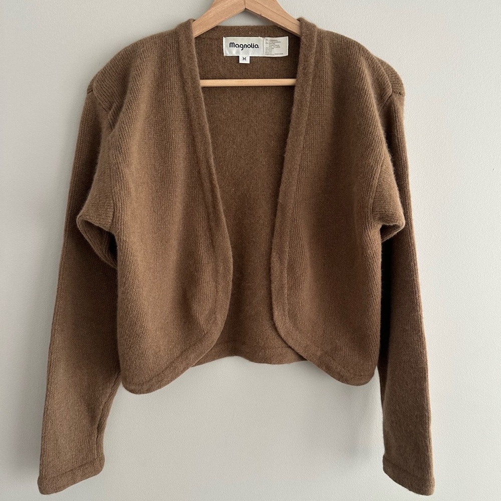 Vintage Lambswool and Angora Cropped Cardigan Shrug Womens Size Medium